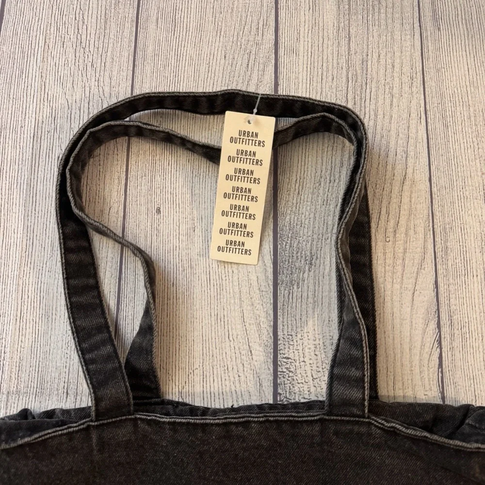 Urban Outfitters BDG Black Washed Denim Tote Bag Shoulder Purse NWT